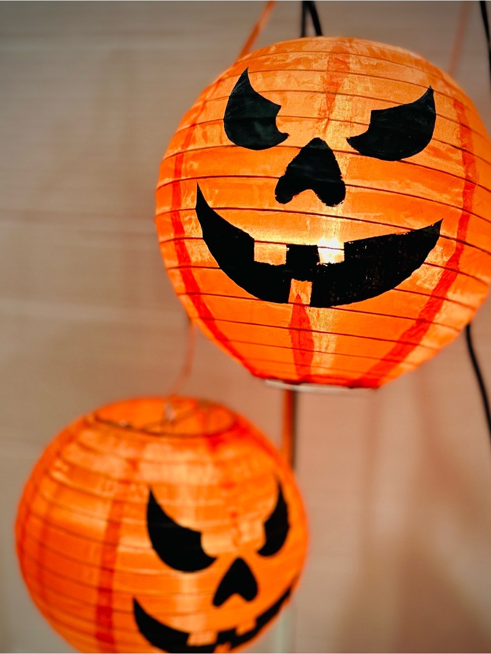 Vintage Hanging Halloween Lighted Fabric Pumpkin Jack-o'-lanterns 7x7 - Picture 5 of 9
